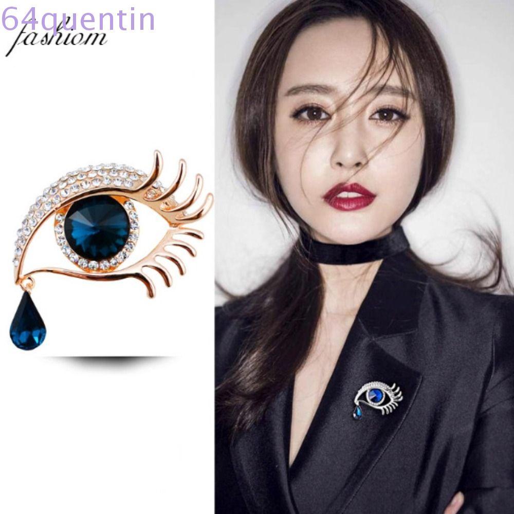 QHENTIN Devil Eye เข็มกลัด Pin, ตกแต่งคริสตัลจี้ Rhinestone Eye เข็มกลัด,ที่ไม่ซ้ํากัน Luxury Badge 