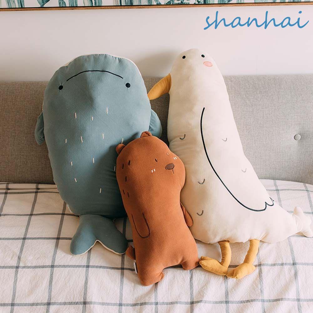 SHANHAI ปลาวาฬนุ่ม หมอนตุ๊กตาสัตว์ทะเล หมอนตุ๊กตาสัตว์ Seabird