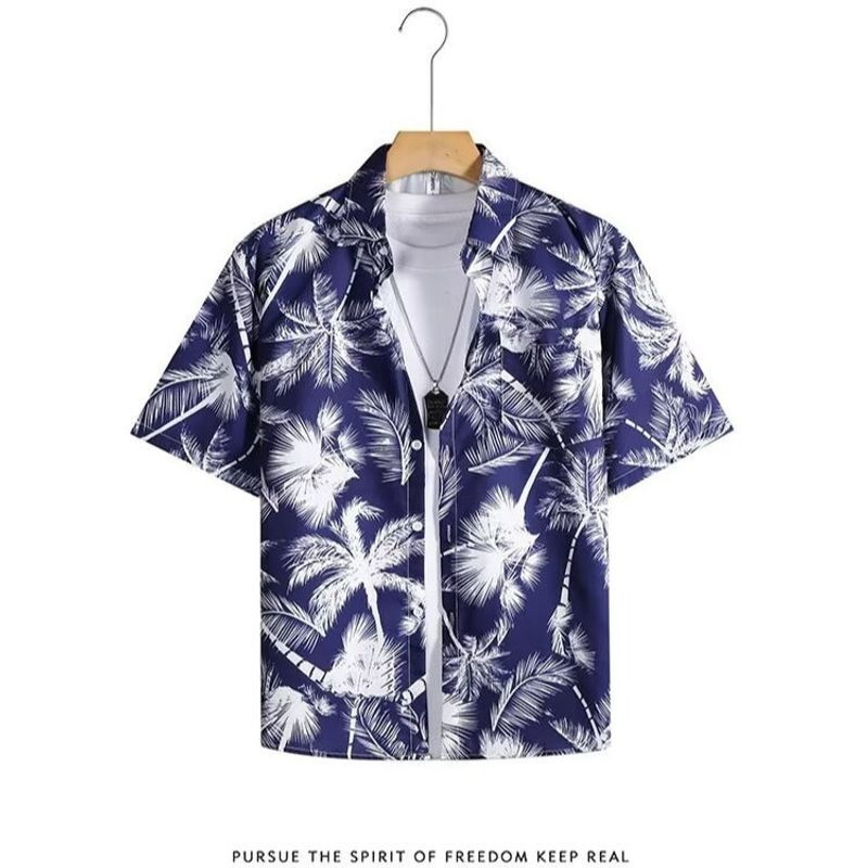 เสื้อแขนสั้นชายหาดคู่รักสไตล์ฮาวายฤดูร้อนใหม่