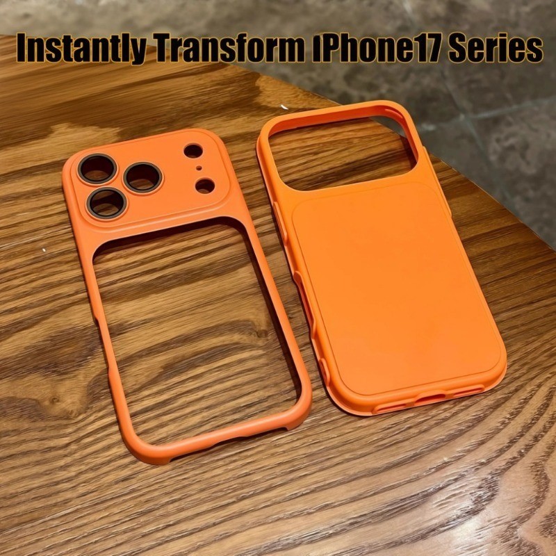 เปลี่ยนทันทีถึง17SeriesLuxury Cosmic Orange 2 in 1เคสโทรศัพท์สําหรับIPhone 17 11 12 13 14 15 16 Pro MaxปลอกFullเลนส์แก้วAnti Scratchผิวรู้สึกกันกระแทก