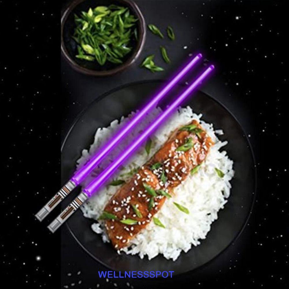 WELLNESSSPOT ตะเกียบไลท์เซเบอร์, ตะเกียบ LED นํากลับมาใช้ใหม่ได้, ของเล่นตะเกียบเรืองแสงที่ถอดออกได้กลางคืน