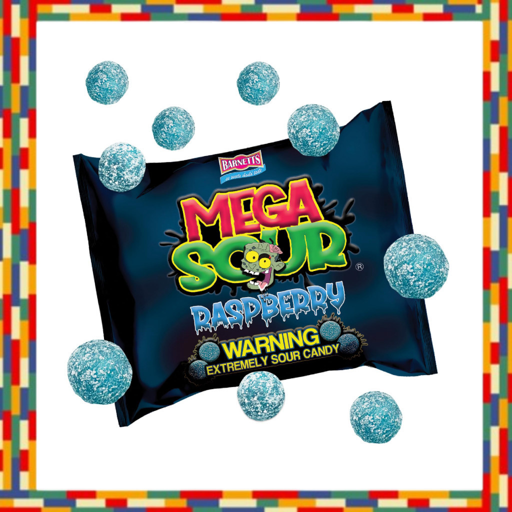 Barnetts Sweets Mega Sour Candy Raspberry (104g) Sour Candy Mega Sour Tart Candy