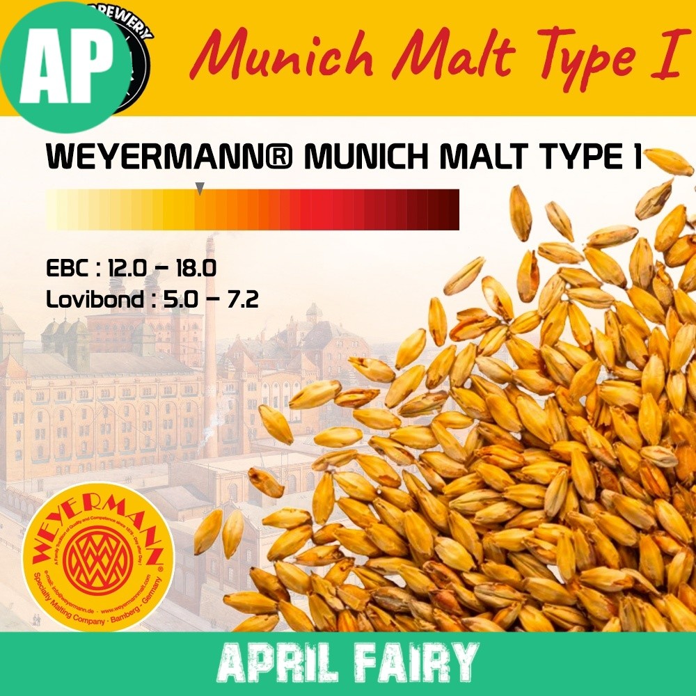 AP มอลต์ Munich Malt Type 1 (I) Weyermann Malt Homebrew ทำเบียร์ จาก Germany ขนาด 1 ปอนด์