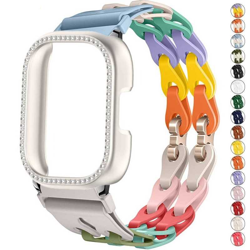 เพชร PC Case + Link สําหรับ Redmi Watch 5 Active 5 Lite สายยางยืดสีสันสดใสสําหรับ Redmi Watch 5 Lite 5active