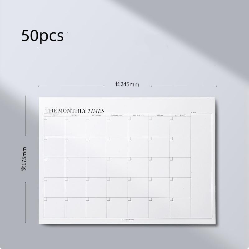 แผนรายสัปดาห์ 50 หน้า, แผนรายเดือน, สมุดบันทึกไทม์บุ๊คแบบเติมเองสําหรับนักเรียนในแผนการเจาะบัตรสํานักงานสามารถฉีกสมุด