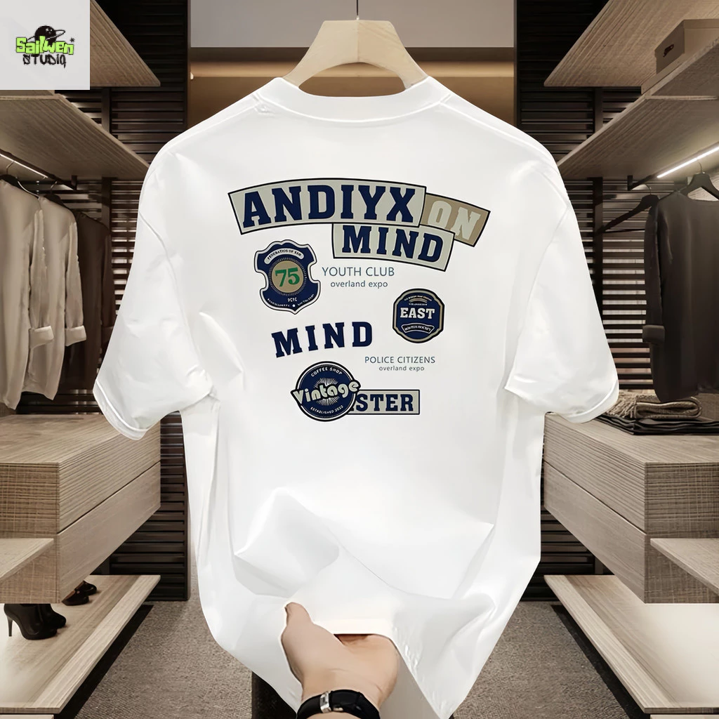 เสื้อยืดแขนสั้นผู้ชาย ลายพิมพ์ดอกกุหลาบ