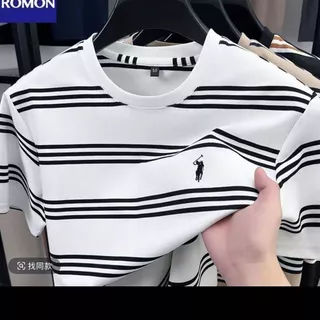 สไตล์อเมริกันลายสีจับคู่แขนสั้นเสื้อยืดผู้ชายฤดูร้อนสไตล์ใหม่หลวมรอบคอด้านบนขนาดใหญ่
