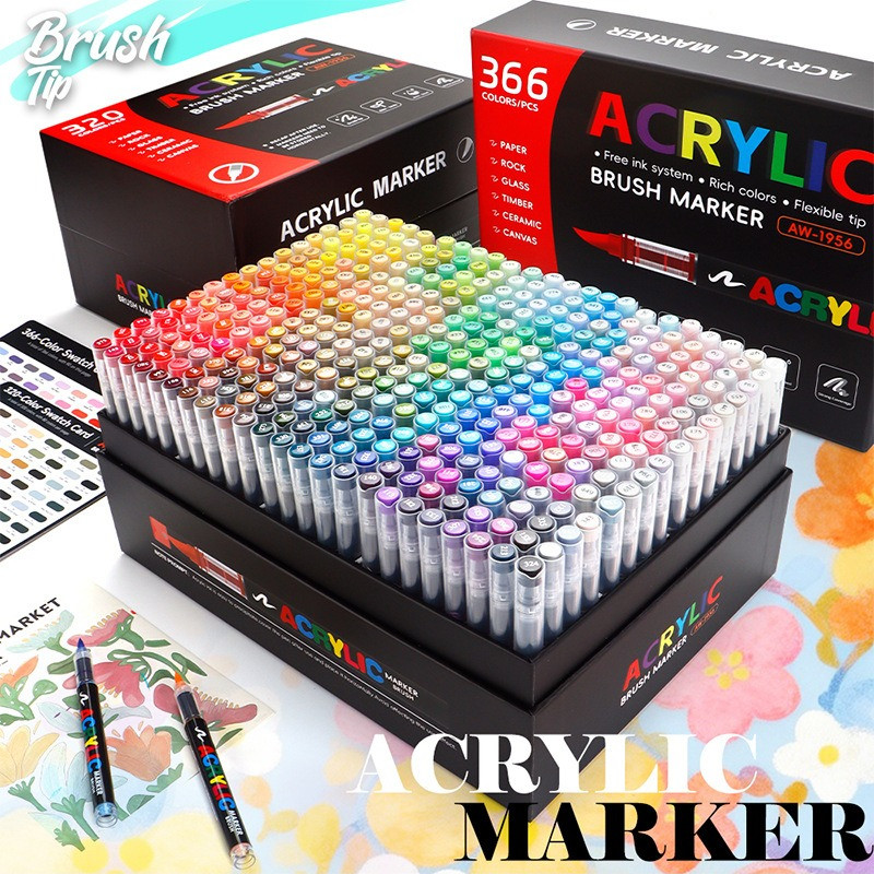 ส่งจากไทย  ปากกาอะคริลิค 120-366สี ปกปิดได้ดี สีสดใส กันน้ำ ทนต่อแสงแดด ยึดเกาะดี เหมาะกับวาดภาพ สมุดโน้ต กราฟฟิตี้ การ์ดอวยพร DIY – โปรปัง