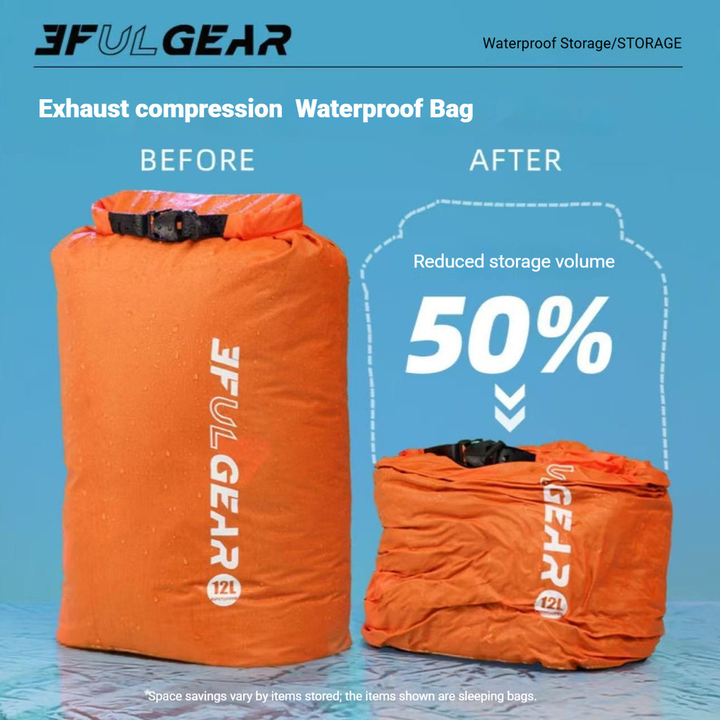 3FULgear ถุงบีบอัดกันน้ำ น้ำหนักเบา 24L 36L มีวาล์วไล่อากาศ ถุงสูญญากาศ ถุงเก็บเสื้อผ้า ถุงนอน กันน้