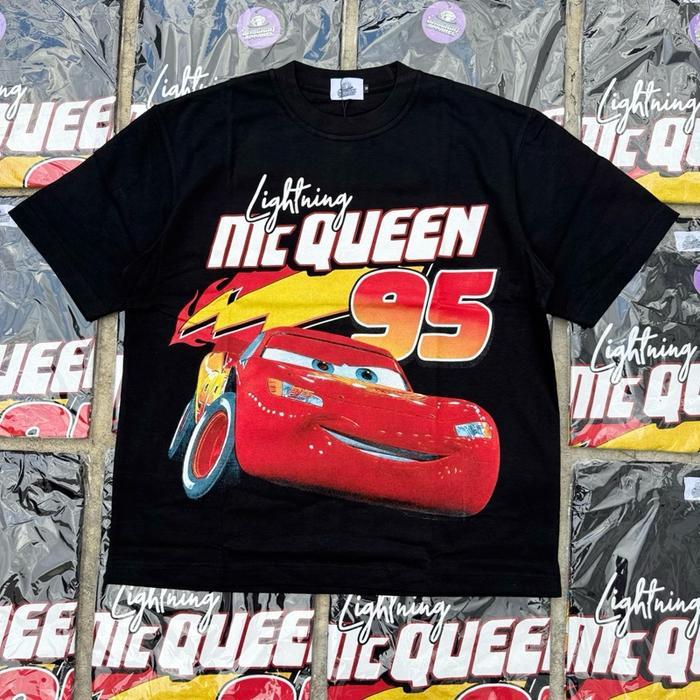 เสื้อยืดรถยนต์ Lightning Mc Queen 95 Cotton Combed HeavyWeight Pria Wanita Unisex Kaos Mcqueen - Car