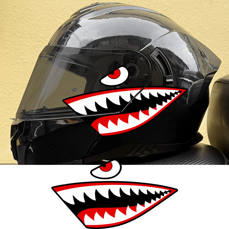 1 คู่ Shark Mouth สติกเกอร์รถจักรยานยนต์กันน้ําสําหรับ DIY รถมอเตอร์ไซด์ Helemt สกู๊ตเตอร์หมวกกันน็อคกล่องไวนิล Decals Universal