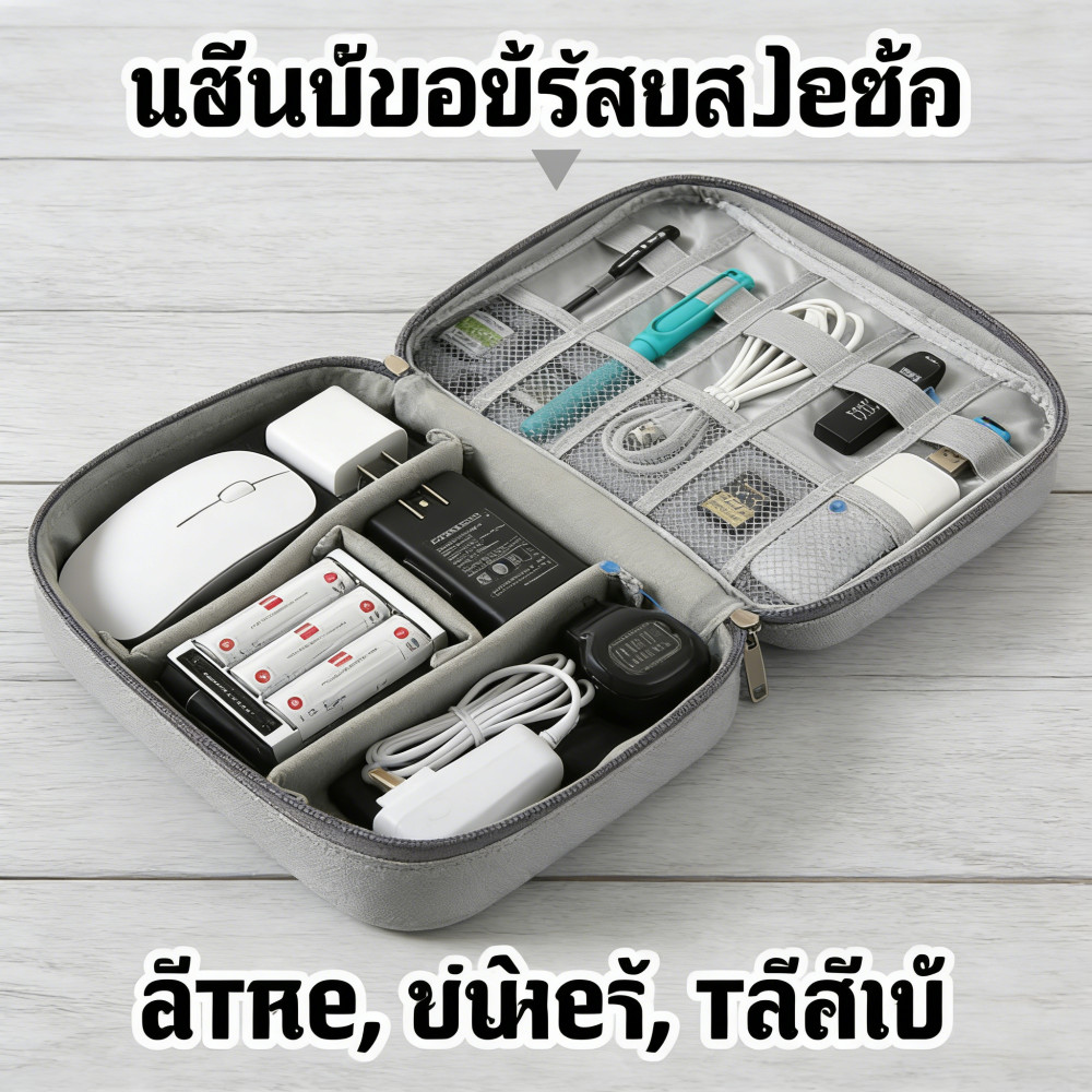 เก็บสายชาร์จกระเป๋าเก็บกระเป๋าทนทานแบบพกพาโพลีเอสเตอร์ ระเบียบ(22x4x28cm.) กันน้ํา