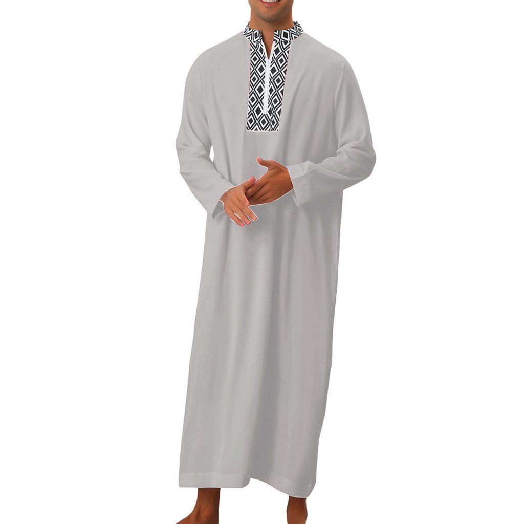 Raya ผู้ชาย Eid Robe สำหรับการสวดมนต์และโอกาสพิเศษ แบบIslamic Wear พร้อมซิปรองรับทั้งMoroccanและDuba