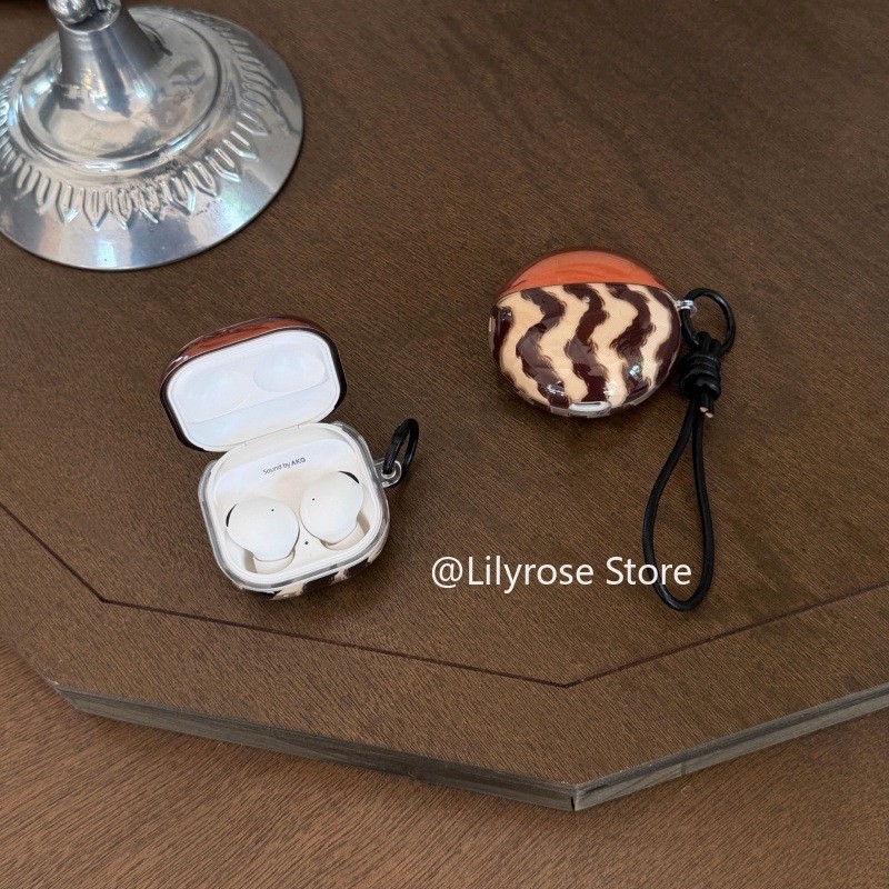 SAMSUNG Beige Wave-ลายสายหนังหูฟังสําหรับSamsung Galaxy Buds 3Pro Live FE 2Pro Live Huawei FreeClip2