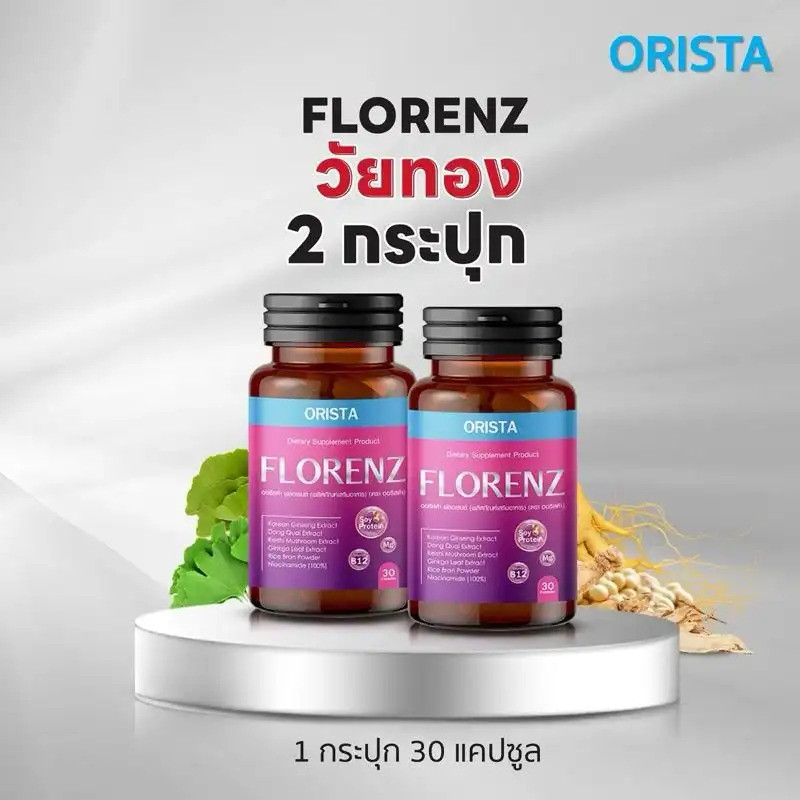 {2 กระปุก} FLORENZ ผลิตภัณฑ์เสริมอาหารสําหรับผู้หญิงมีสารสกัดถั่วเหลือง มก ตังกุย และใบปาควาย 1 กระป