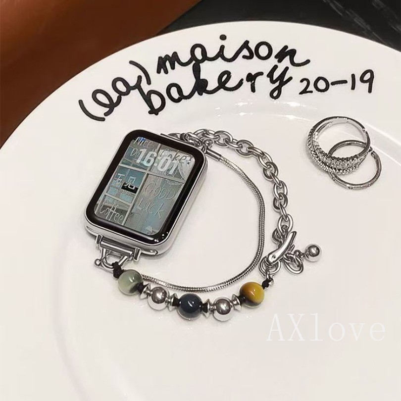 Cats Eye Besd โซ่โลหะเหมาะสําหรับ Xiaomi Band 9pro 10pro สําหรับ Redmi Watch 6 5 4 Handmade Strap สายรัดข้อมือ