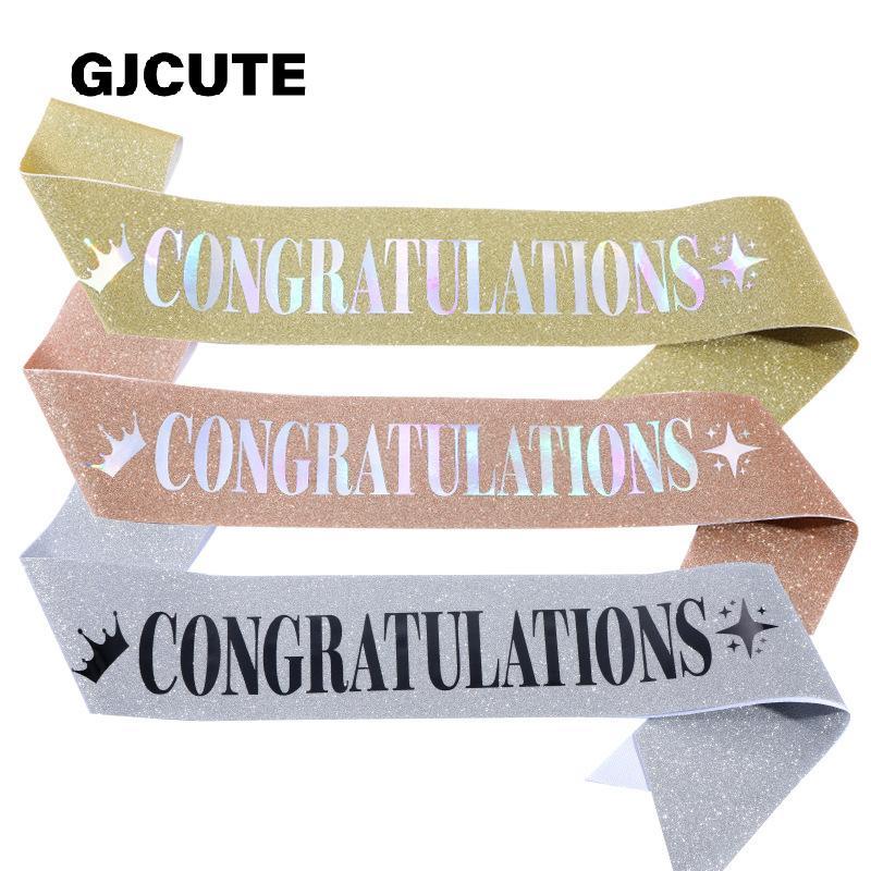 GJCUTE ขอแสดงความยินดี Sash สําหรับชั้นสําเร็จการศึกษาของ 2025 อุปกรณ์ตกแต่งงานปาร์ตี้โปรดปราน Glitt
