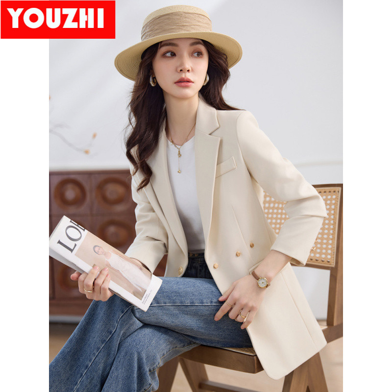 ใหม่ High-end office Blazer สวมใส่เสื้อแจ็คเก็ตแขนยาว Elegant ผู้หญิง Slim Fit เสื้อสูท LYAN8813