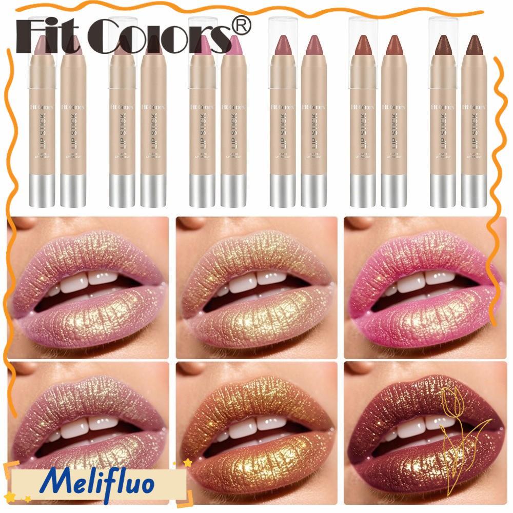 MELIFLUO Lipliner ดินสอ, Matte Long-Lasting ลิปสติก Lipliner, Gold Glitter กันน้ํา Shiny Lipliner สํ
