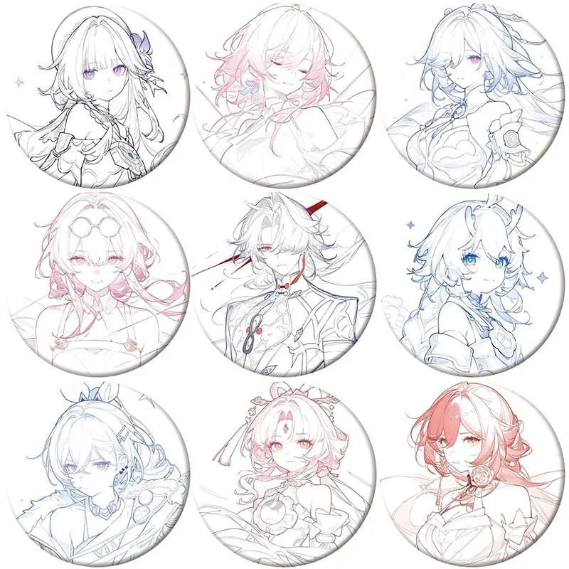 ป้ายรางดาว Honkai 58 มม. ป้ายขาปกอะนิเมะเกม Jing Yuan มีนาคม หิ่งห้อย 7th Robin Fu Xuan กระเป๋าเป้สะ