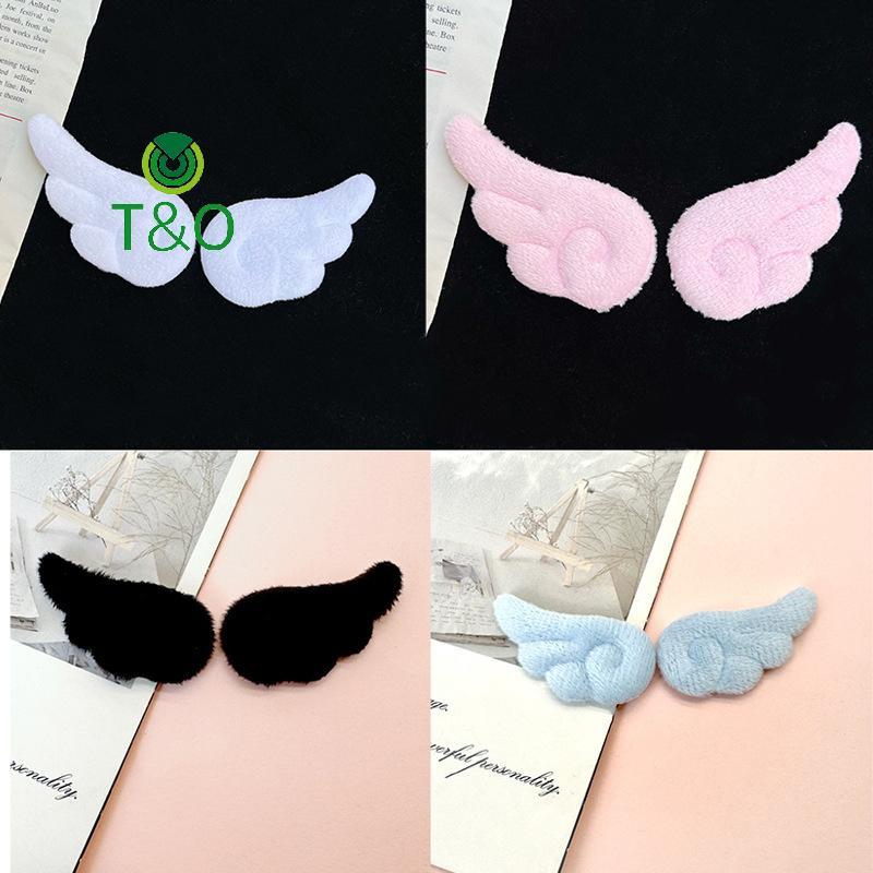 [T&OT] 4 คู่ญี่ปุ่น Plush Angel Wings เข็มกลัดป้าย Y2K Fluffy Angel Wing กระเป๋าตกแต่ง Handmade Swee