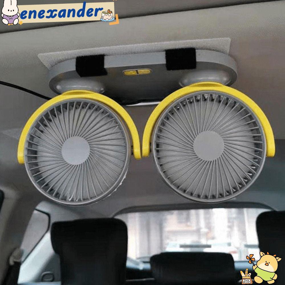 EXER พัดลมสองหัวหมุนได้, พัดลมติดรถยนต์ USB 12V 24V, การควบคุมความเร็ว 3 ระดับแบบพกพา ABS Cooling Air Circulator Home Office