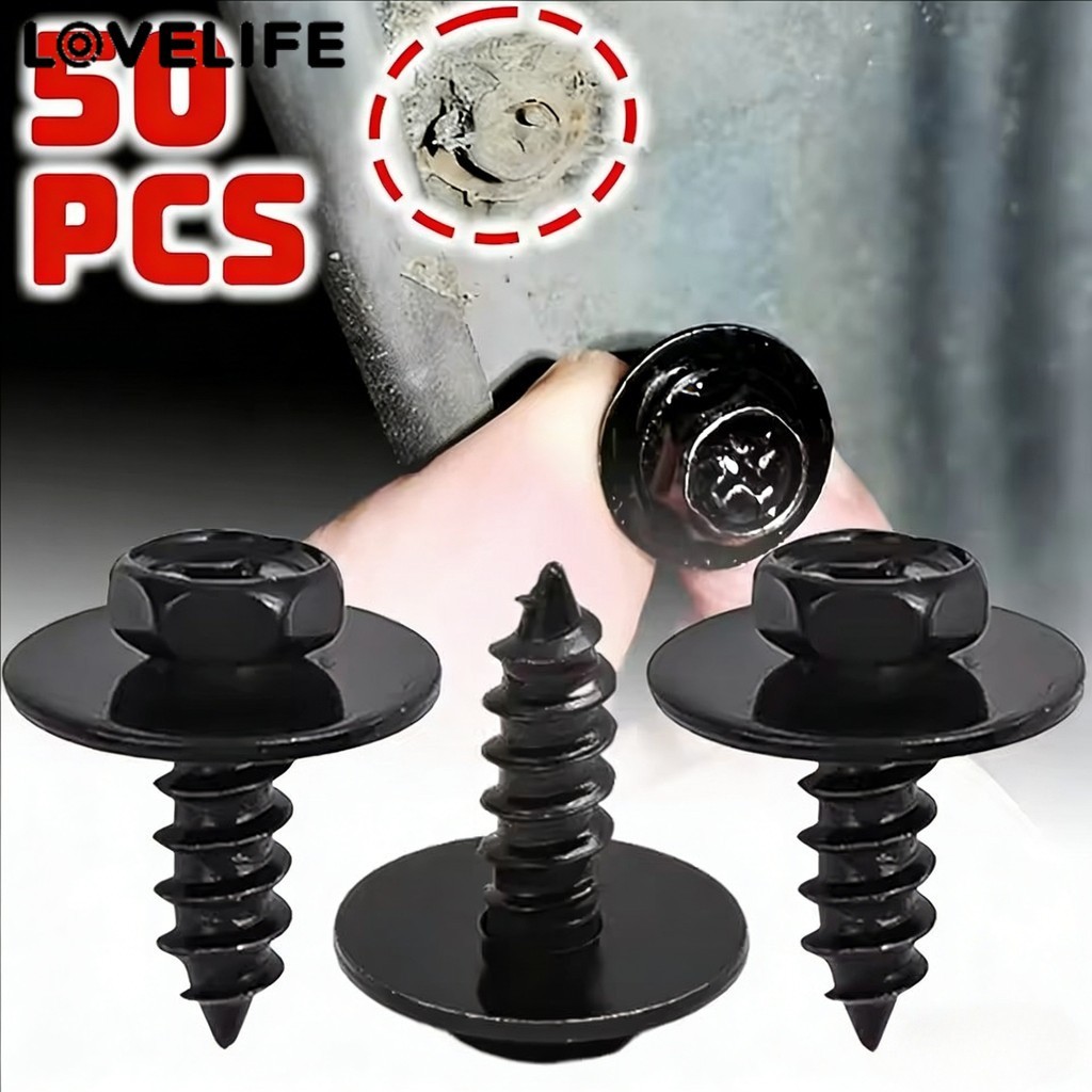 [อัตโนมัติ&3ค]10/50ชิ้น - สกรูแตะตัวเองเหล็กคาร์บอน, ตัวยึดยานยนต์แบบเจาะล่วงหน้าสําหรับบังโคลนกันชนรถยนต์, พอดีที่ปลอดภัย