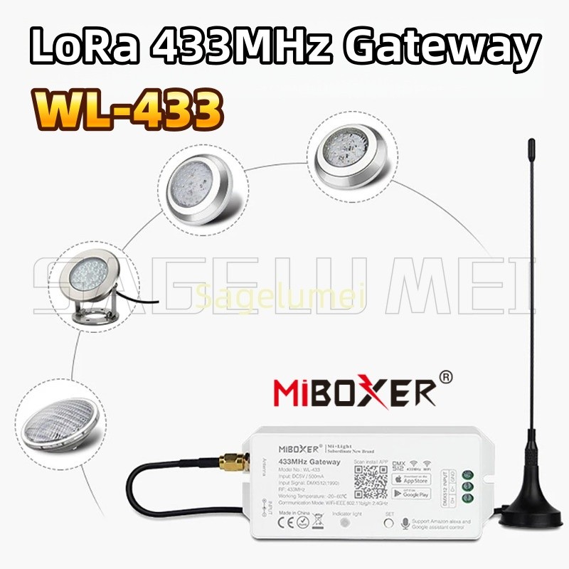WL-433 MiBoxer LoRa 433MHz Gateway DC5V/500mA WiFi RF DMX512 (1990) สมาร์ทโฟน APP ควบคุมเสียงสําหรับ