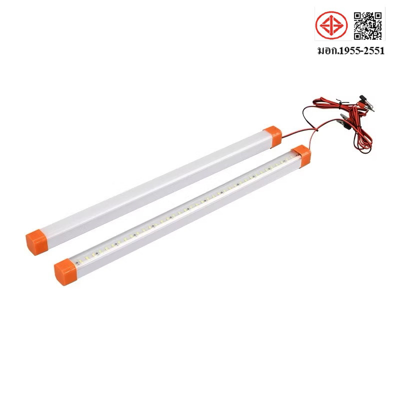 LuoBen ชุดหลอดไฟ พร้อมสาย ปากคีบแบต LED T8 12V DC ขนาด 15W 50 cm แสงสีขาว ฝาครอบใส สายยาว1.5เมตร