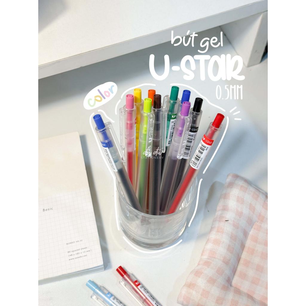 Combo 3 ปากกาเจล M&G UStar หมึกเขียนเรียบ 0.5 มม. – Dupe Muji ราคาถูก | ปากกาเจลสี Bullet Journal สํ