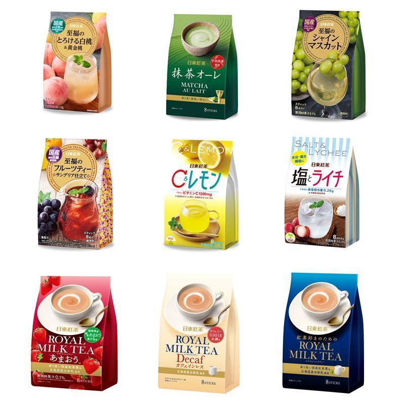 Japan Nitto Black Tea Milk Tea Lychee Strawberry Matcha Peach Juice บรรจุแยก 3.14d