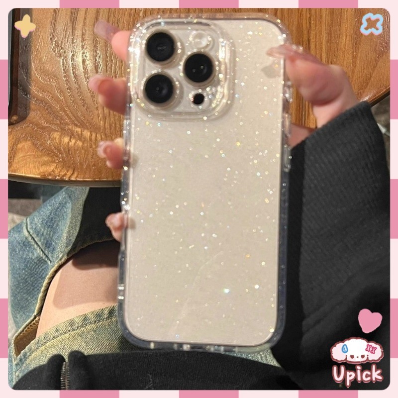 Upick-เคสไอโฟน11 แฟชั่นสีทึบประกายผงกลิตเตอร์นุ่ม สำหรับ iPhone 11 13 15 16 14 12 Pro Max 7Plus 8 6 7 Plus XR X XS Max