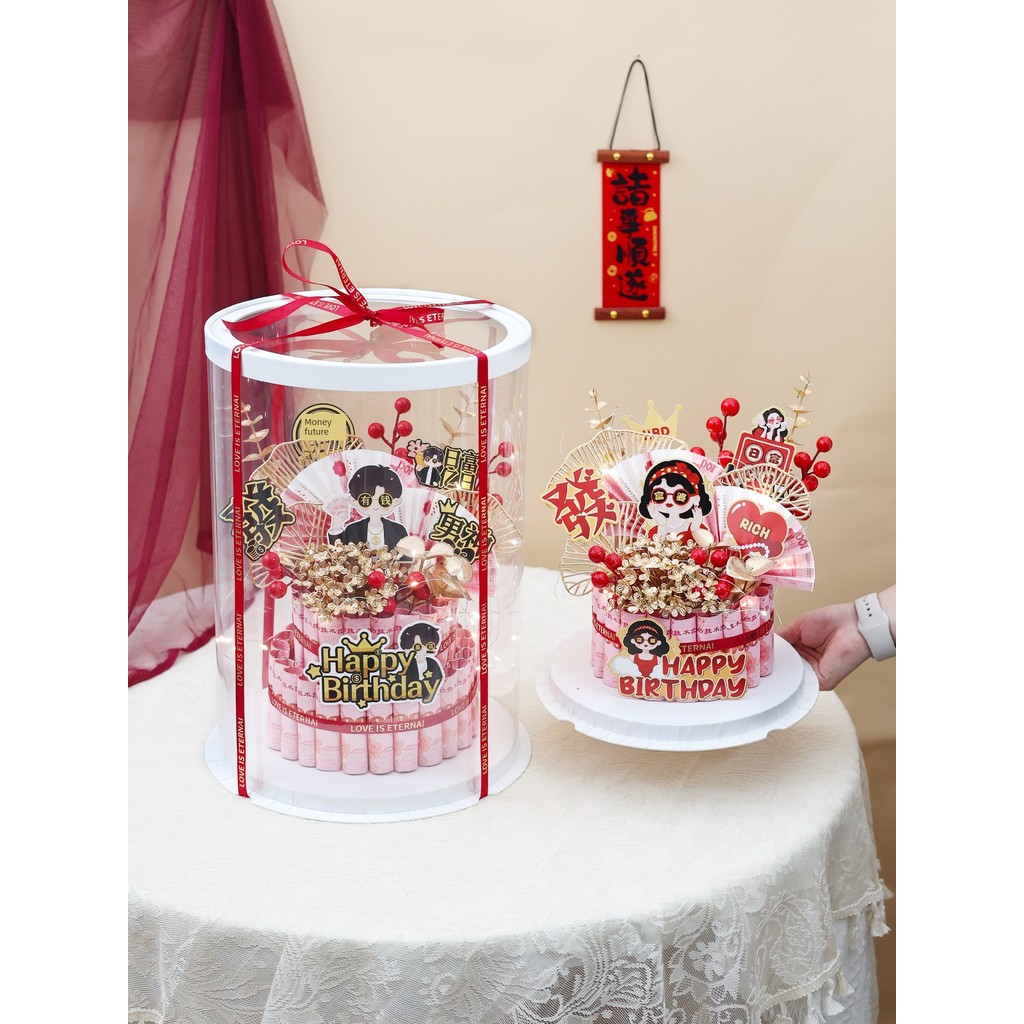 Creative DIY Rich เค้กกล่องวัสดุตกแต่งกระเป๋าวันเกิด Surprise สําหรับแฟนและแฟนcqd28.my20260315111015