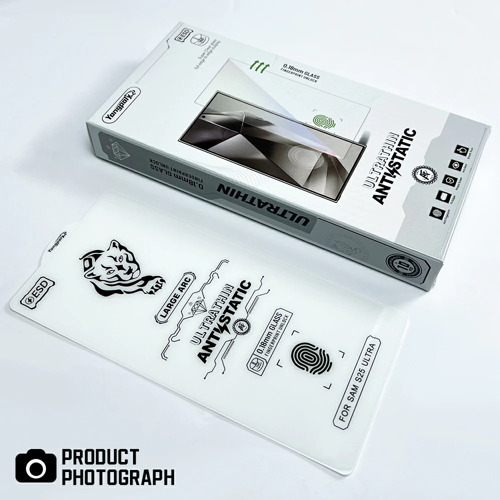 ฟิล์มกระจกใสไร้ขอบเต็มจอ  0.18mm บาง สแกนนิ้วมือได้ สำหรับ Samsung S26PLUS S25 S25UTLRA S24UTLRA S23 S22 S23PLUS S24PLUS