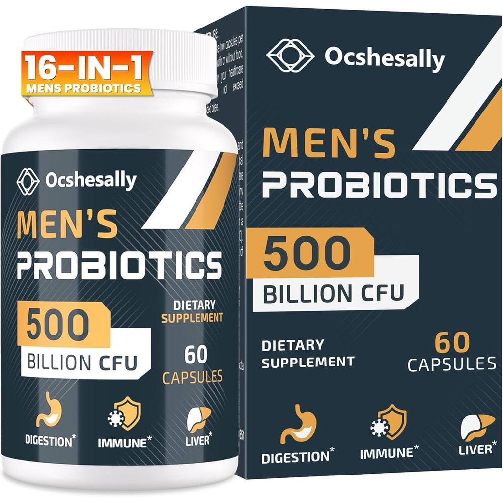 Probiotics for Men, 500 Billion CFUs & 12 Strains Mens probiotic, with Turmeric, Cranberry, Goji - P