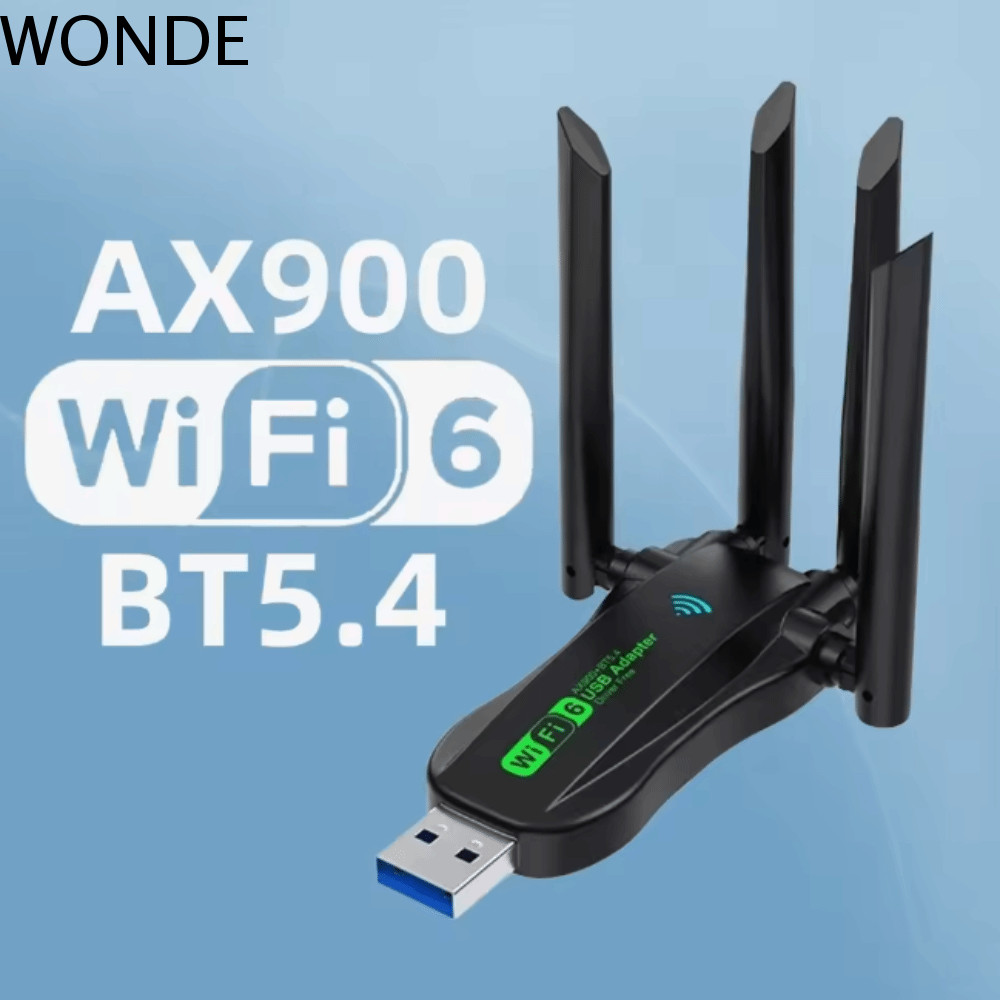 WONDE Dual Band WiFi6 อะแดปเตอร์ USB, 4 เสาอากาศบลูทูธ 5.4 900Mbps WiFi Dongle, Stable Connection Re