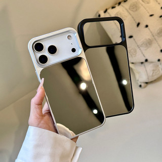 ขนาดใหญ่กระจกหน้าต่างเคสโทรศัพท์สําหรับ ไอโฟน 17 16 15 14 13 12 11 มือโปร สูงสุด เรียบง่าย กระจกแต่งหน้ากันกระแทกฝาครอบป้องกั