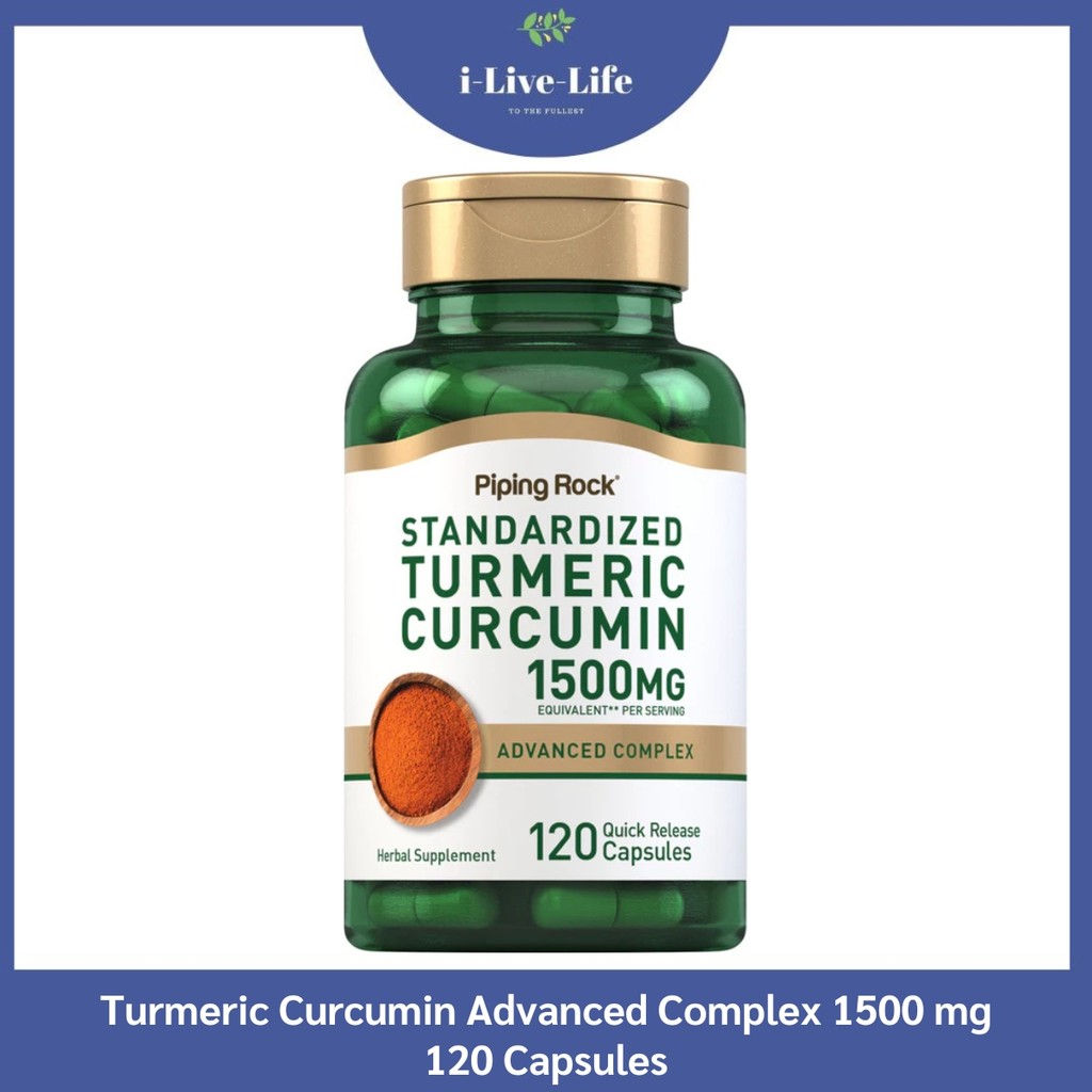 สารสกัดจากขมิ้นชันผสมพริกไทย Turmeric Curcumin Advanced Complex 1500 mg 120 Capsules - Piping rock