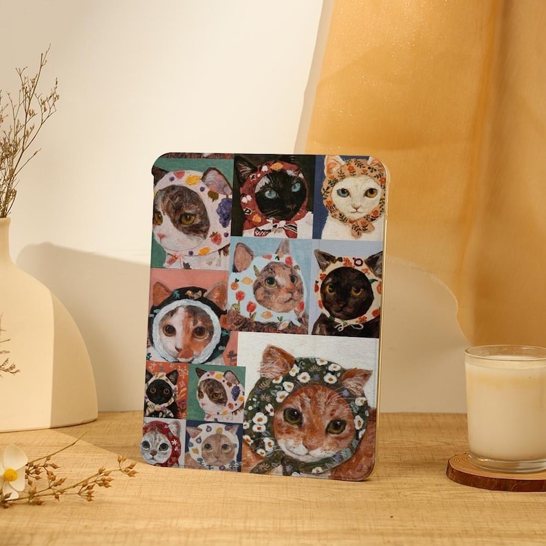 เคส iPad แมวน่ารัก,เคส iPad Air สําหรับ 13"/11"iPad Pro 2024,13"เคส iPad Air 6,เคส iPad mini 6,10.9"