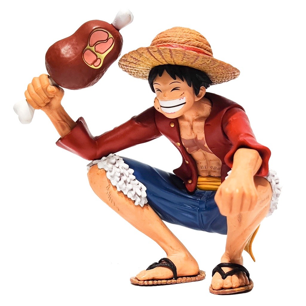One Piece hand-made squatting Luffy KOA art king การสร้างแบบจําลองเครื่องประดับของเล่นภาพเคลื่อนไหวอ