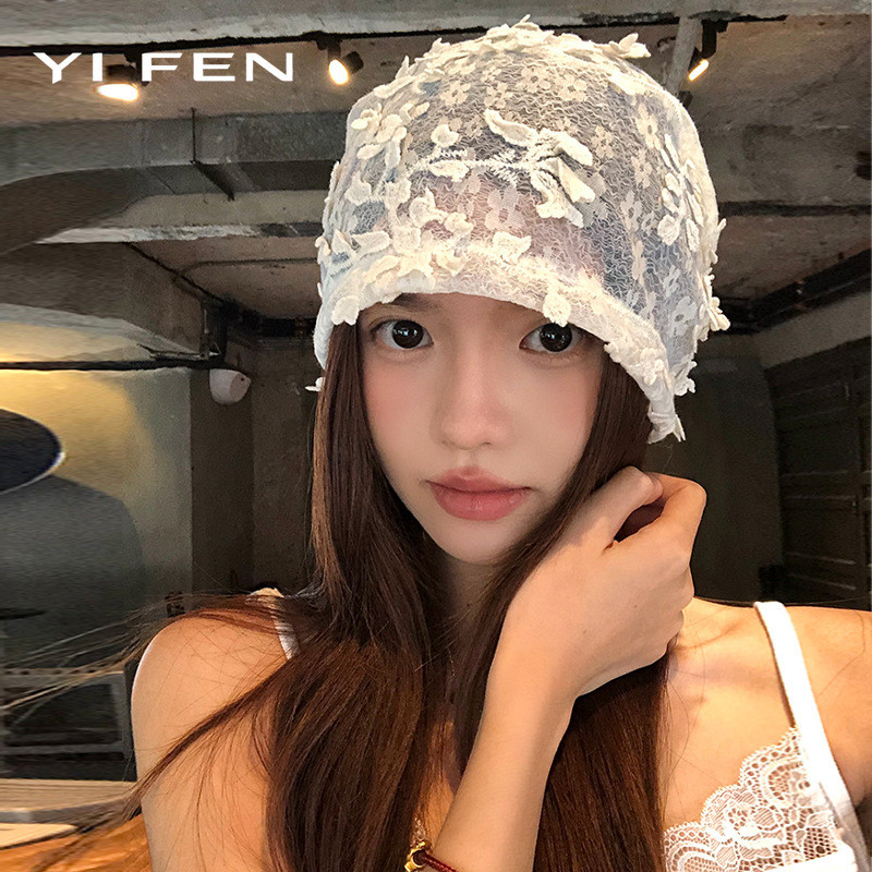 YIFEN หมวกแฟชั่นลายดอกไม้ฝรั่งเศส Hollow Pullover สไตล์บางยุค Y2K สำหรับฤดูร้อน