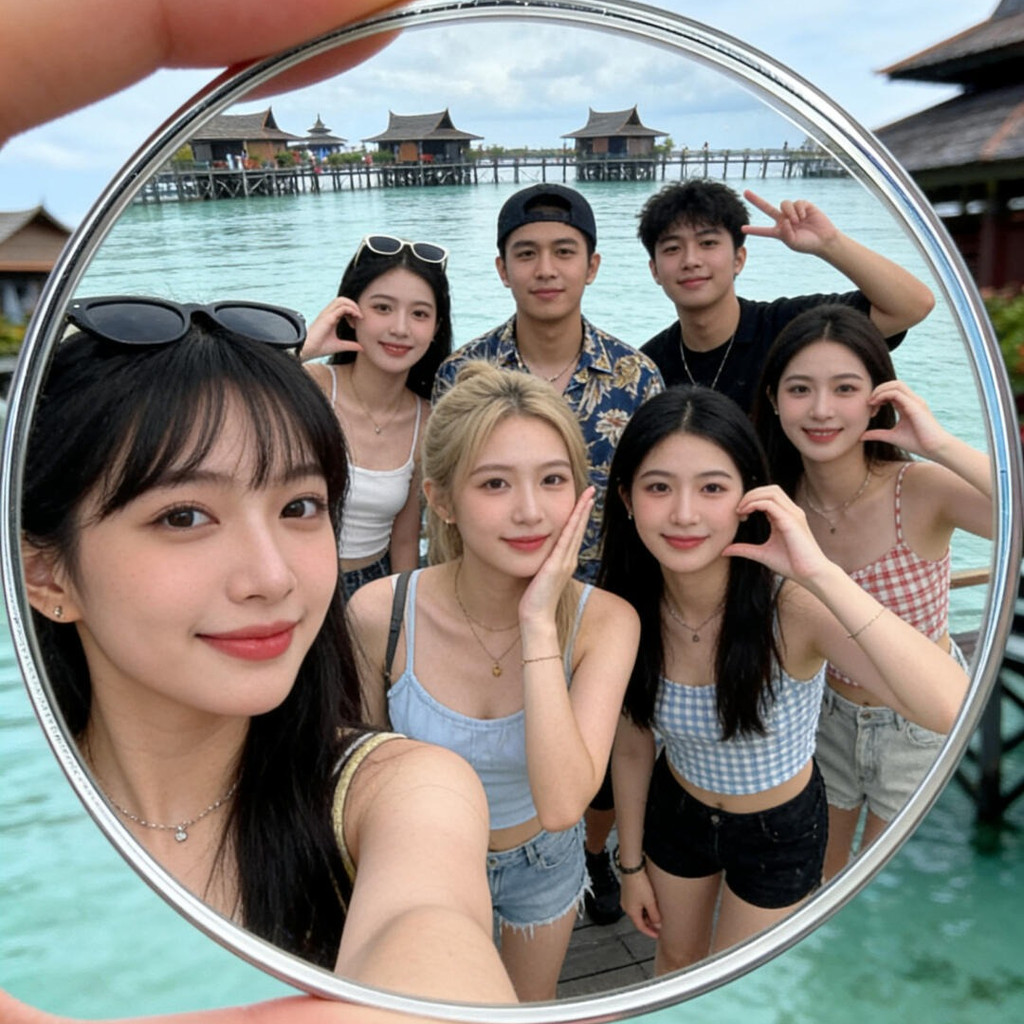 กระจกนูน เซลฟี่ รูปถ่าย กระจกขนาดเล็กรอบเดินทางบันทึกรอยเท้า