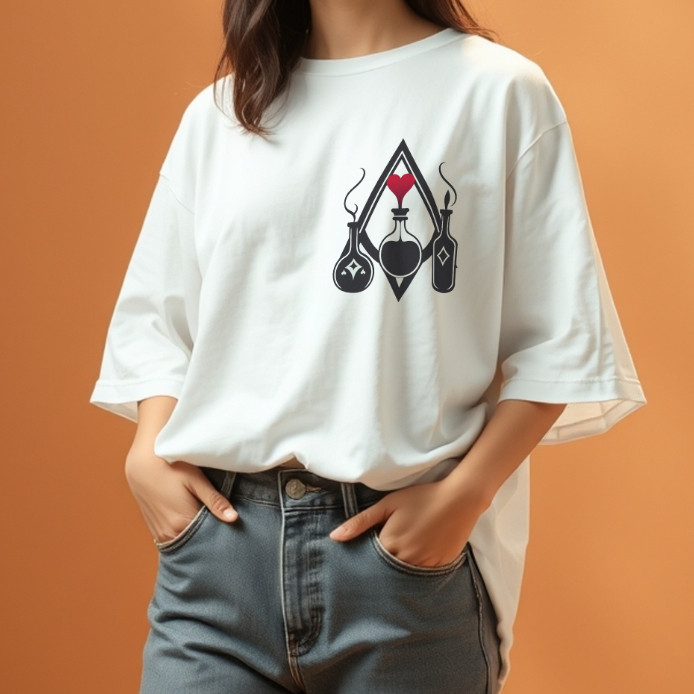 เสื้อยืด Potions of love แบรนด์ Vibeon เสื้อยืดคอกลมผ้าคอตตอนพรีเมี่ยม 100% นุ่มพิเศษS-5XL
