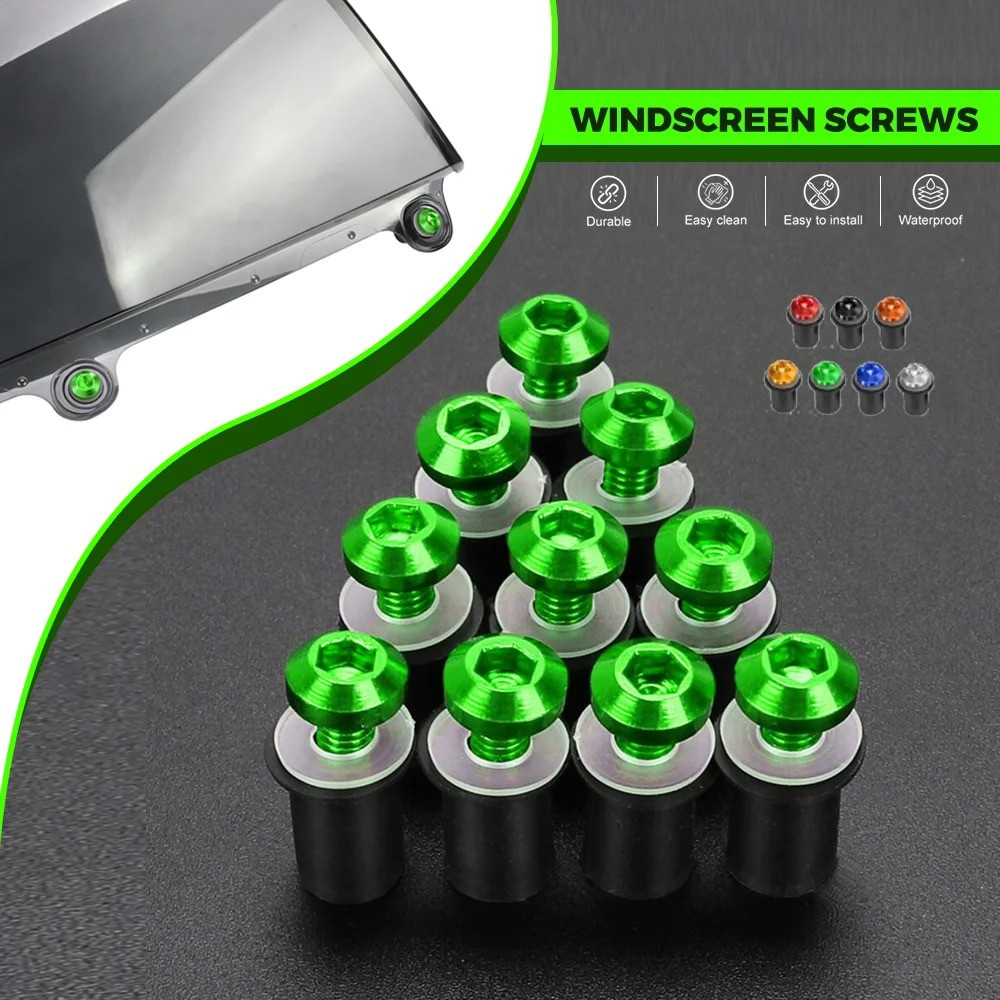 10PCS สกรูสําหรับ Kawasaki Z1000 SX Z125 Z300 Z400 Z650 Z750 Z800 Z900 Z1000 ZX10R ZX12R กระจกยางถั่ว Fairing Bolts ชุด