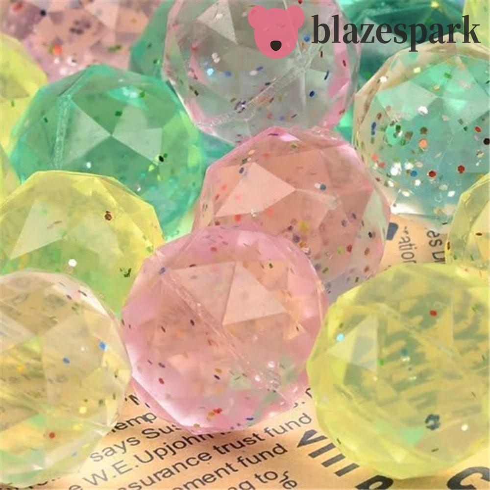 BLAZESPARK 6 ชิ้นยาง Bouncy Ball, Rainbow สีเพชรใส Bouncy Ball, เพชรรูปร่าง Ball สุ่ม Bouncy ของเล่น