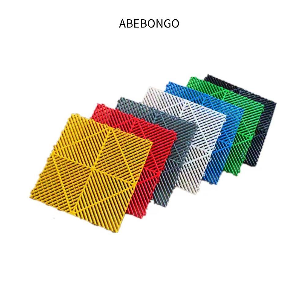 ABEBONGO แผ่นโรงรถ, 400x400x18 มม. พื้นกันน้ํากระเบื้องโรงรถ,แบบพกพาพลาสติกประสาน Anti-Slip ระบายน้ําสําหรับรถที่จอดรถ Wokshop