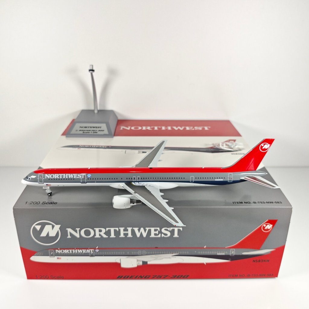 B-Models 1: 200 American Northwest Airlines B757-300 N583NW โมเดลเครื่องบินโลหะผสม