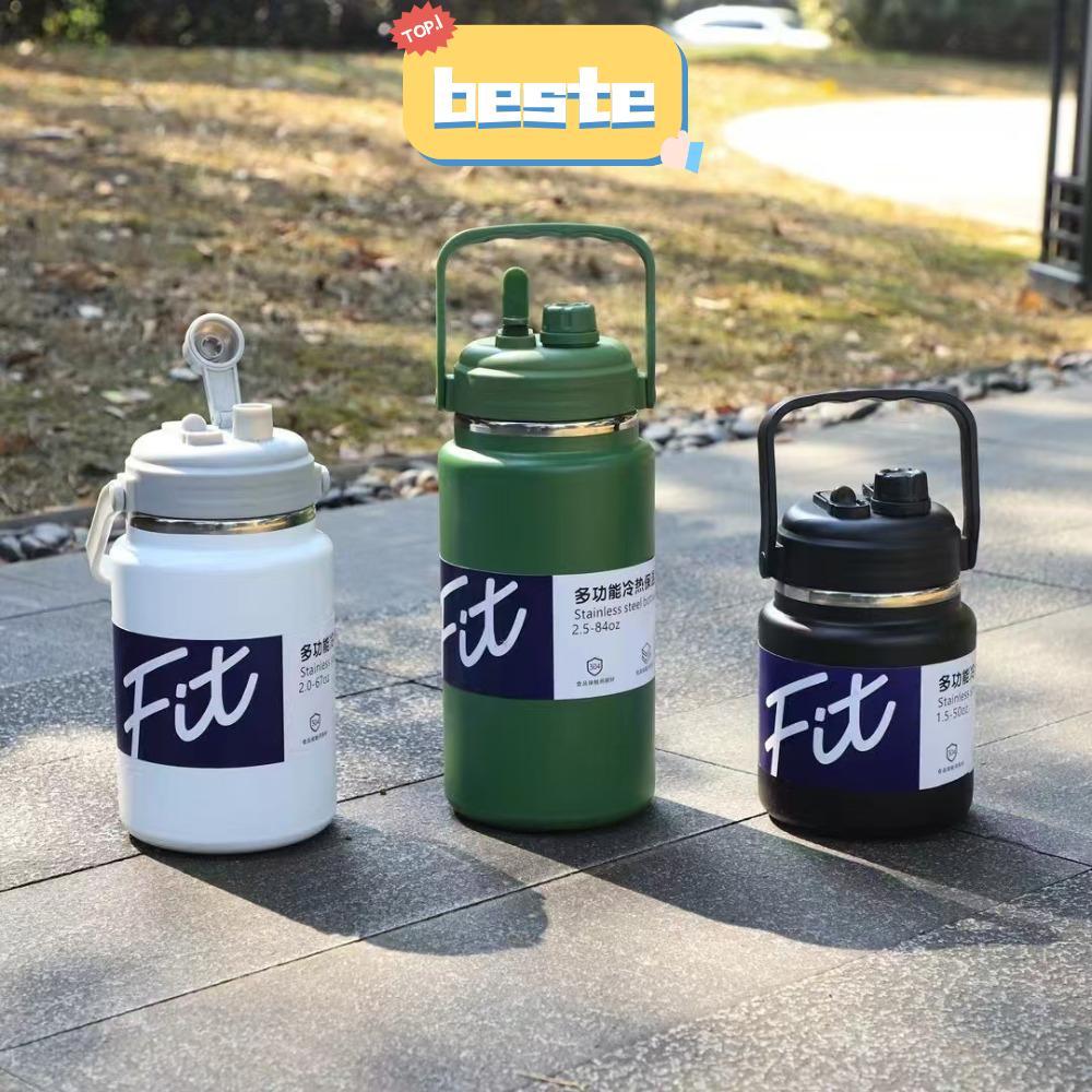 BESTE ขวดน้ํากีฬา, สแตนเลส 2L/2.5L ขวดน้ํา, แบบพกพา BPA Free หนาฉนวนขวดยิมสําหรับชายหญิง
