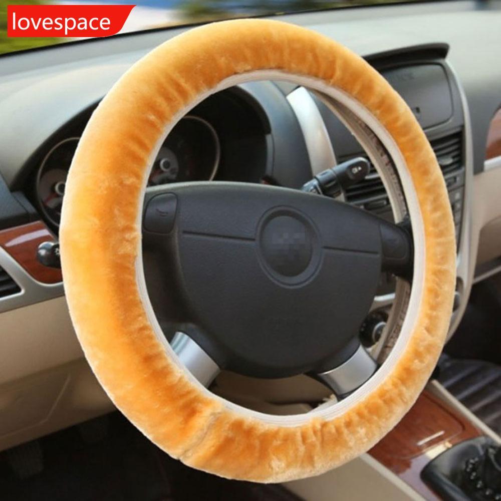 LOVESPACE Universal Car Auto พวงมาลัย Warm Soft Fuzzy Plush ฤดูหนาว K9P7