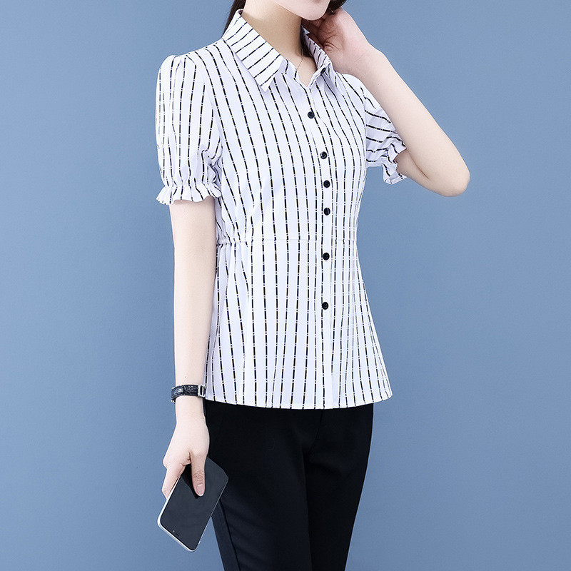 เสื้อเชิ้ตแขนสั้นผู้หญิง สไตล์อเนกประสงค์ รหัส TXT032202